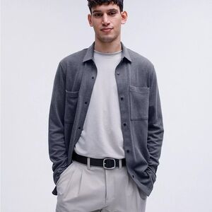 Lululemon heather navy blue Soft Knit Overshirt button shirt jacket - Small